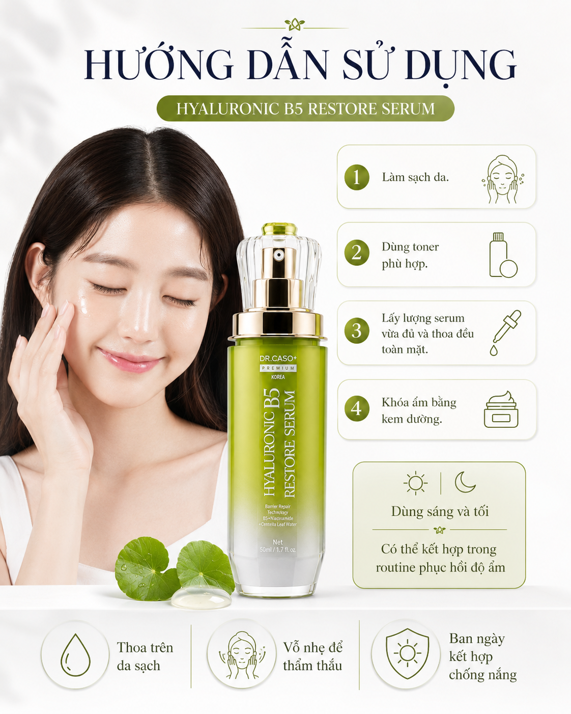 DR.CASO+ PREMIUM HYALURONIC B5 RESTORE SERUM/Tinh Chất Phục Hồi Hàng Rào Da B5 – Hyaluronic Đa Tầng Công Nghệ Sinh Học